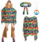Deguisement Hippie Femme, Deguisement Disco Année 60 70 80, Accessoires Hippie Femme Poncho, Bandeau, Collier De Paix Set, Drole Costume Hippie Et Disco Carnaval Cosplay Tenue Accessoire Ensemble