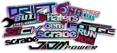 Finest Folia JDM Aufkleber Set für Auto Motorrad Helm Japan Stickerbomb japanische OEM Sticker Tuning Autoaufkleber Folie selbstklebend wetterfest R207 (Stickerbogen 3, Mit Hologramm Effekt)