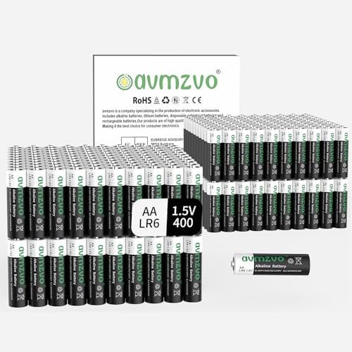 avmzvo AA-batterien, LR6 1,5V, Leistungsstark, 400 Stück Alkaline Batteries, langlebige Power, Kann für Spielzeug, Wecker und andere elektronische Geräte verwendet Werden【10 Jahre Garantie】
