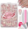 ChicNana False Nails Kit, 240Pcs Gradient Pink Press On Nails with Glue and Stickers, Almond Fake Nail 12 Sizes Stick On Nails Gift for Women Girls (04-Short Almond, 240pcs)