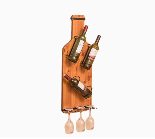 Range Bouteille Bois Porte Bouteille Mural Casier à Bouteilles Meuble Bar Etagere Murale Rangement Bouteille Mini Bar Etagere Murale Cuisine avec Porte Verres Suspendu pour Comptoir de Bar Salon