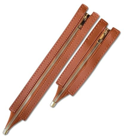 Blausky 3 pezzi 35 cm PU-pelle cerniere universali, telaio per cucire con foro, cerniere metalliche per fai da te, cucito, borse all'uncinetto, portafoglio, astuccio, marrone'