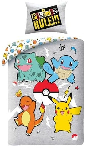 Offizielle Pokémon-Bettwäsche aus Mikrofaser, 140 x 200 cm + 65 x 65 cm (C)