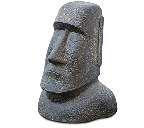 Moai Rapa-Nui Statue ca. 40 cm aus Lavasand Osterinsel-Figur Garten Deko Kopf Stein Grau
