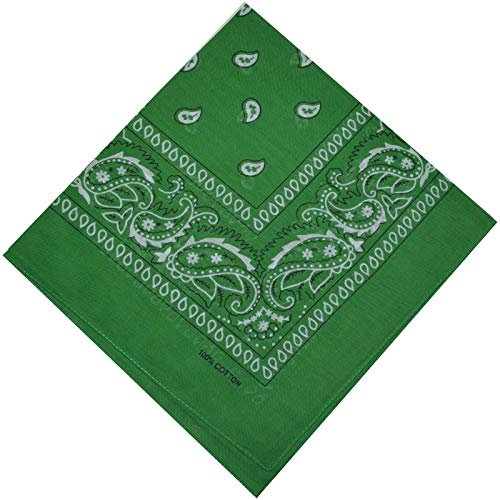 Bandana Halstuch Biker Nikki Tuch Schal Paisley Kopftuch 100% Baumwolle 25 Farben (24er, Grün)