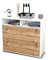 Stil.Zeit Sideboard Cosma, Korpus Weiss matt, Front Holz-Design Pinie (92x79x35cm) Push-to-Open Technik
