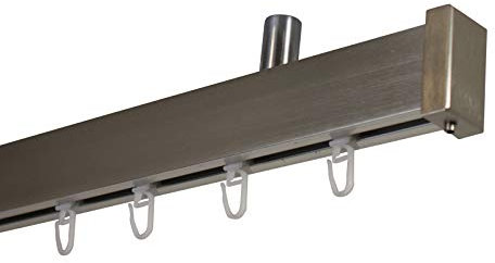 Gardinenstangen Vorhangstangen eckig Farbe Edelstahl aus Aluminium für die Deckenmontage, 160 cm