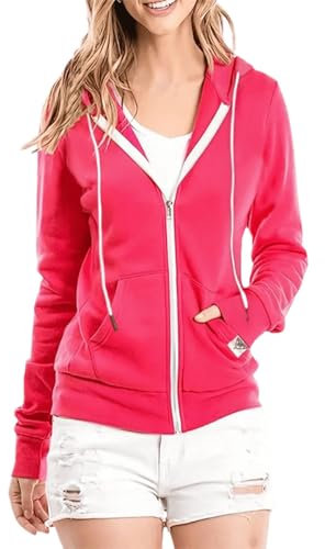 Elite Pleasure AK Sweat à capuche uni pour femme Rose fluo Taille S, rose fluorescent, 40