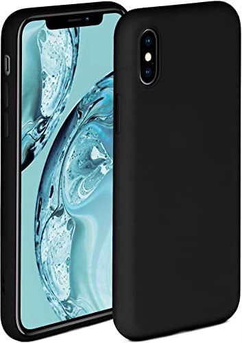 ONEFLOW Soft Case für Apple iPhone X/iPhone XS Hülle aus Silikon mit Kameraschutz, Silikonhülle mit erhöhtem Schutz fürs Display, Backcover Schutzhülle, weiche Handyhülle, Schwarz