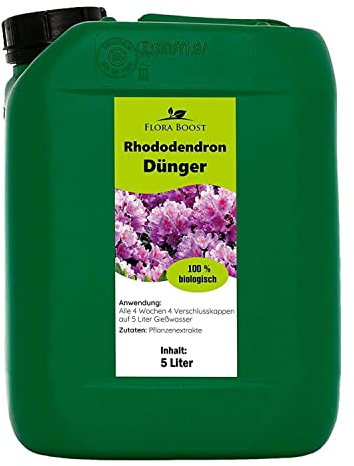 Konfitee Flora Boost Rhododendron Dünger 5000ml - Für bis zu 1000L Gießwasser - Blumendünger für Rhododendron Pflanzen - Flüssiger Blatt- & Wurzeldünger - 100% natürlicher Pflanzendünger