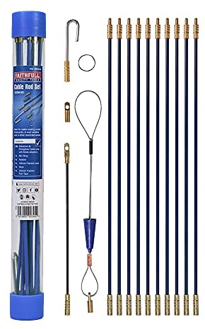 Faithfull Kit de varilla de acceso de cable y accesorios - 15 piezas incluyendo varillas de 10 x 330 mm - longitud total 3,3 metros