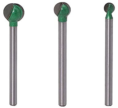 3 Stück 3mm Shank Ball Nose Round Carving Bit Fräser für Wood Cove CNC Fräser Radius Kern Wolframcarbid