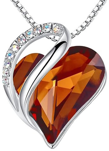 Leafael Infinity Coeur d'amour Collier femme, pendentif femme sans allergie avec cristaux de pierre de naissance, cadeau de bijoux pour femme avec boîte cadeau