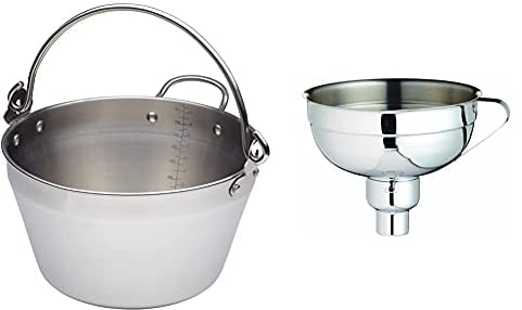 KitchenCraft KCHMMINIMASLIN Home Made Maslin/Jam Pan for Induction Hob, 4.5 Litre, Silver & Home Made Jam Funnel with Recipe, Adjustable, Gift Boxed, Stainless Steel, 14 cm