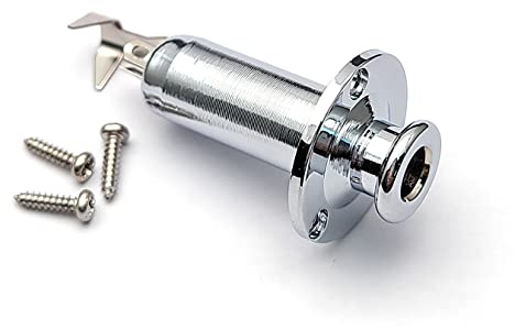 SAPHUE 6,35 mm Klinkenbuchse für akustische E-Gitarre, Bass, Mono-Endpol-Ausgang, Knopf, Klinkenbuchse (Chrom)