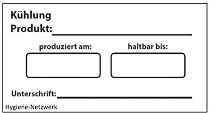 Hygiene-Netzwerk Etikett Kühlung | 70x35mm auf Einer Rolle (lose Rolle) | 500 Label | wasserlöslich | selbstklebend | Kennzeichnung Boxen | Aufkleber | Haushaltsetiketten | Beschriftung