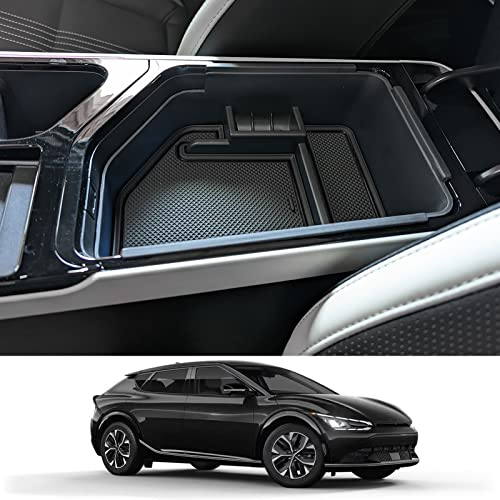 CDEFG Kompatibel mit Kia EV6 2022-2023 2024 2025 Mittelkonsole Armlehne Organizer Armlehnen Aufbewahrungsbox Handschuhfach EV6 Aufbewahrung Auto Center Console Tray EV6 2024 Zubehör (Schwarz)