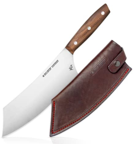 FELIX SOLINGEN 229102-GB MIU BBQ-Messer inklusive Lederscheide – 22,5 cm Klinge mit Walnussgriff – echtes Rindsleder