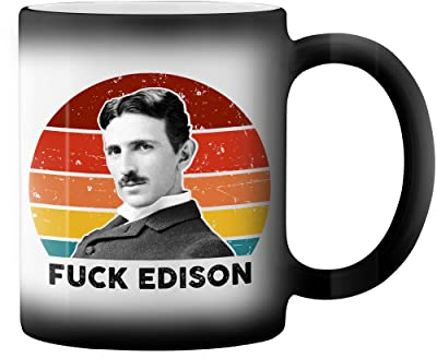 Retro Fuck Edison Tesla Lover Black Magic Tasse Mug