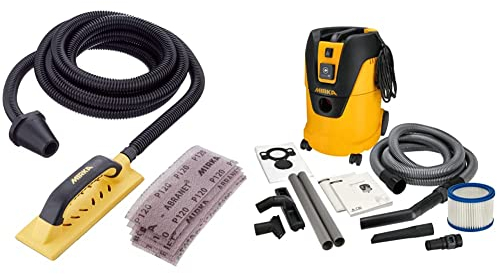 Mirka Handy Handschleifer Starter-Kit, Hand-Wandschleifer mit Bügelgriff und Klett + Industriestaubsauger Nass- und Trockensauger
