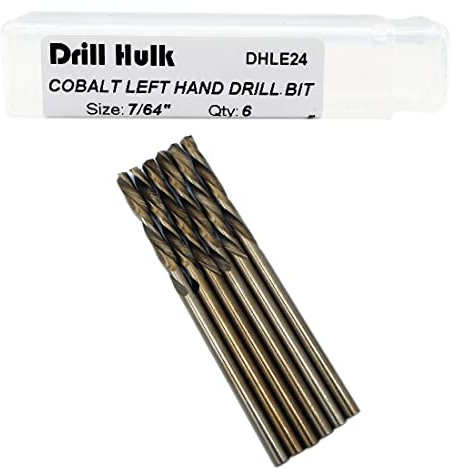 7/64-Inch Cobalt Steel M35 Left Hand Drill Bit for Removing Damaged Bolts and Screws, Pack of 6