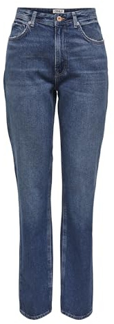 Bestseller A/S Women's Onljaci Mw Straight DNM Cro209 Noos Jeans, Medium Blue Denim, 31W x 32L