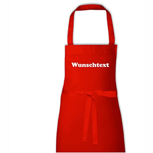 INDIGOS UG - Schürze - Grillschürze - individuell - personalisiert Wunschtext Wunschname - rot - BBQ - Party - Funshirt - Fasching - Freizeit - Fussball - Grillen
