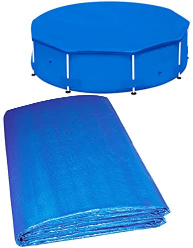 Poolabdeckung Rund 366cm mit Festes Seil, ASOFTY Pool Abdeckplane Schutzplane, Staub- und Laubabweisend, UV-stabil, Einfach zu Verwenden für Plane Garten Pool