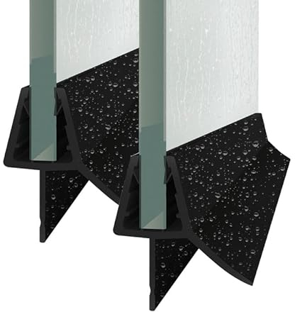 Schwarz Ersatz Wasserabweiser Duschdichtung Dichtung für 7mm/ 8mm Glastür Dusche Wasserabweisprofil Duschtüren Duschwand Badewanne Duschkabine Spritzschutz Gummilippe Dichtkeder 2 x 70cm