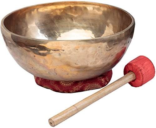Devyom India Lot de 10 bols chantants tibétains martelés à la main avec coussin, maillet et enveloppe pour espèces 40,6 cm