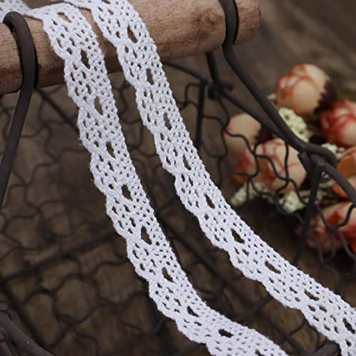 Weißes Spitzenband, 27,7 m, Häkelspitzenbesatz, Baumwolle, Nähen für Handwerk, Geschenkverpackung, Brautschmuck, Hochzeitsdekoration, Scrapbooking-Zubehör
