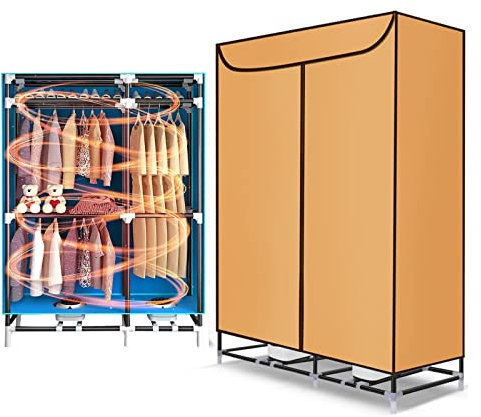 Secadora de ropa con calefacción de 2400 W, secadora de ropa eléctrica de gran capacidad de 4 niveles Ahorro de energía y temporizador automático digital, armario caliente de secado de aire de doble