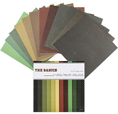 Vintage-Scrapbook-Papier, 15,2 x 15,2 cm, einseitig, Retro, gepunktet, Scrapbooking-Papier, 12 Design-Papierblöcke, gemusterter Karton für Kartenherstellung, Fotoalbum, Stanzen, Hintergrund, 12 Blatt