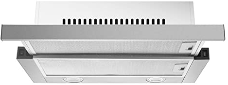 Campana extractora para Cocina, Campana extractora de Acero Inoxidable, Ventilador Extractor Incorporado de 600 mm con luz LED, Bucle Interno, Campana extractora extraíble Oculta, Campana extractora