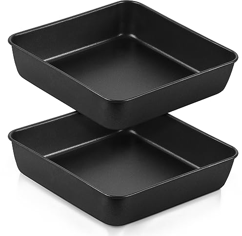 Homikit Bandeja cuadrada de acero inoxidable de 21 cm, forma cuadrada para tartas, juego de 2 unidades, antiadherente, para lasaña/pasteles/tostadas, No apta para Airfryer