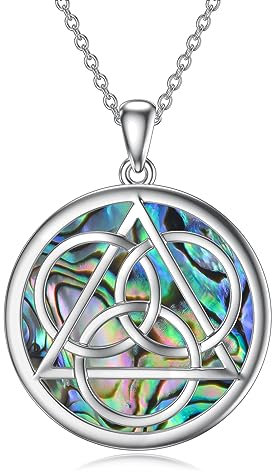 VONALA Keltische Knoten Halskette aus 925er Sterlingsilber für Frauen, Abalone-Muschel-Anhänger-Schmuck für Mutter, sicherer hypoallergener Silberschmuck, Geschenk zum Geburtstag, zu Weihnachten