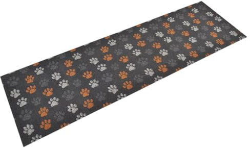 vidaXL Küchenteppich, Küchenläufer rutschfest Waschbar, Teppich Läufer für Küche, Teppichläufer Maschinenwaschbar, Pfoten 60x180cm Samt