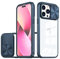 Dqtaoply Coque iphone 15 Pro, avec Lentille Coulissante Caméra Protection Étui Antichoc Silicone TPU + PC Housse Anti-Rayures Dos Transparente Case pour iphone 15 Pro(Bleu)