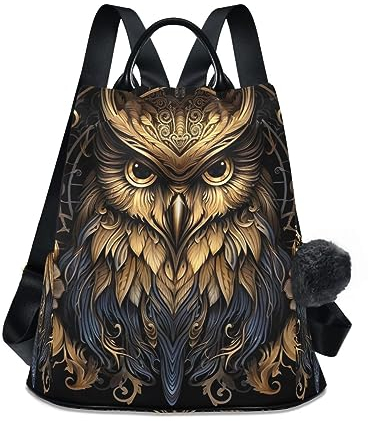 GAIREG Rucksack für Damen, Motiv: Eule und Blumenkranz, Diebstahlschutz, Reißverschlussfach, Reisetasche, Eulen-Blumenkranz, Rucksack, Rucksäcke