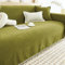 Mesnt Sofabezug 3 Sitzer, Chenille Waschbar Sofa Protection Cover Schonbezug Couch Raute, geometrisch, strukturiert, einfarbig, mit Quasten Olivgrün, 180x340CM