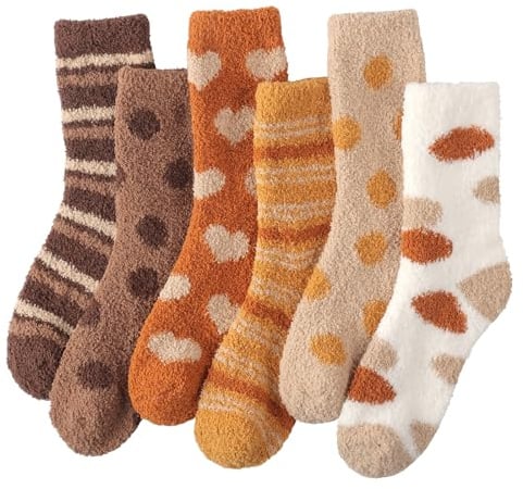 Blu Ninfee Chaussettes Chaudes Pilou Pilou Femme Hiver, Chaussettes Thermiques Moelleuses, Dormir Moumoute Chaussettes de Sol, Idée Chaussettes de Noël