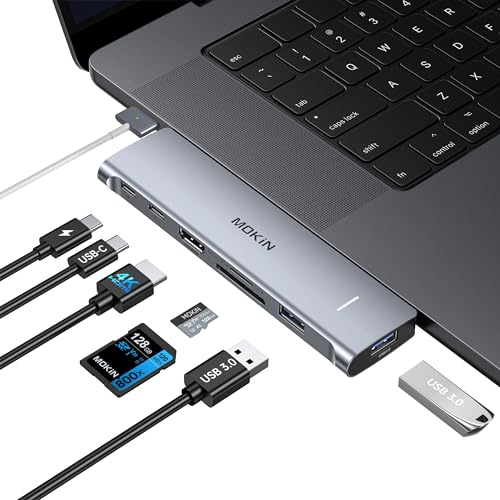 Adattatore USB C per MacBook Pro/Air, hub USB C 7 in 2 Thunderbolt 3 per accessori MacBook per MacBook Pro/Air M1 M2, dongle Mac con HDMI 4K, USB C 100 W, 2 USB 3.0 e TF/SD