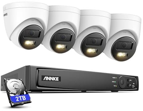 ANNKE 12MP PoE CCTV Security Camera System - 4X 6K Ultra HD IP Camera, Colour Night Vision, Human/Vehicle Detection, 8CH NVR CCTV System with 2TB HDD, IP67 Weatherproof, 24/7 Continuous Recording