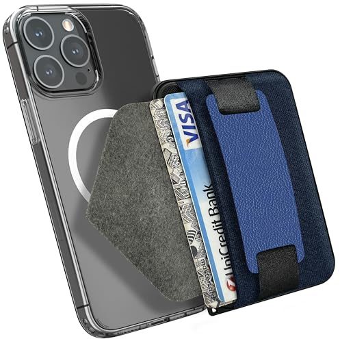 MyGadget Magnetic Magsafe Wallet - Card Holder & Finger Holder - RFID Protection Compatible with Apple iPhone 15 | 14 | 13 | 12 Series - Dark Blue