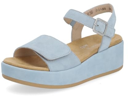 Remonte Damen Plateausandalen D1N50, Frauen Sandalen,lose Einlage,Sommerschuhe,Freizeitschuhe,offene Schuhe,Strandschuhe,Dicke Sohle,blau (10),41 EU