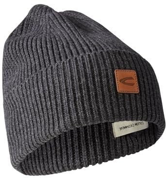 camel active Herren Beanie aus einem Baumwoll-Kaschmir-Mix Asphalt, Menswear-OS
