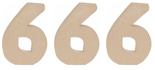 Décopatch AC890Cpack - Packung 3 Träger zum Verzieren, aus Pappmaché, Ziffer 6, 14x2,5x20 cm, Kraftbraun, 1 Pack