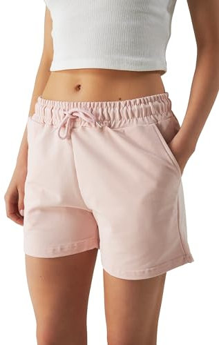 ROSS CAMP Kurze Hose Damen – Shorts Damen Sommer, Kurze Sporthose Laufshorts, Trainingshose Women Hosen Kurz Laufhose (Lachsrosa, L)