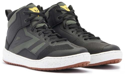 DAINESE Suburb Air Shoes, Scarpa Moto Estiva, in Tessuto Uomo, Nero/Bianco/Verde Militare, 45 EU