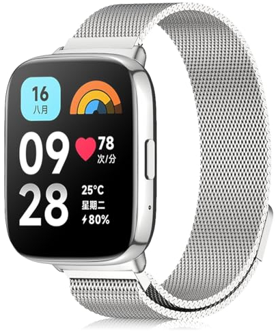CHANRASI Metallo Cinturini Compatibile con Xiaomi Redmi Watch 3 Active Cinturino Donna,Cinturino Maglia Regolabili Magnetiche per Redmi Watch 3 Active Argento
